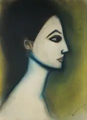 Profile of a Woman by Robert Dickerson, c.1970s, Pastel, sold May 2025