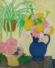 Fred Jessup, Pot Bleu (Blue Pot), Oil on Canvas