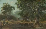 Robert Eagar Taylor-Ghee, Settler's Home with Grazing Horses, Oil on Canvas