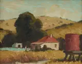 Roland Wakelin, Farm Scene, 1951, Oil on Board