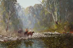 Kevin Best, The Search Party, Delatite River, Oil on Board