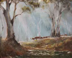 Coming up to the Crossing by Kevin Best, Oil on Board, sold May 2025