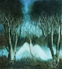 Water Bird by Pro Hart, Oil on Board, sold May 2025