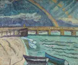 Marjorie Campbell Gwynne, Double Rainbow, Oil on Canvas on Board