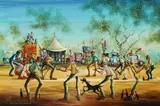 Max Mannix, Crowding the Batsman, Oil on Board