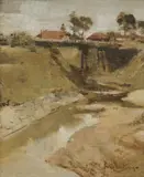 Percy Watson, The Wooden Bridge, Oil on Canvas on Board