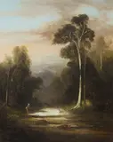 William Senior Short, Victorian Bush Landscape with Figure, 1892, Oil on Canvas on Board
