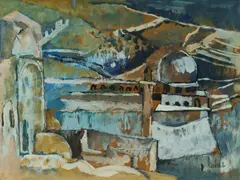 Judy Cassab, View of Jerusalem, Oil on Board