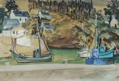 Moya Dyring, Boats in the Harbour, W/Clr & Gouache