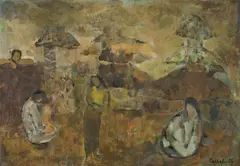 Judy Cassab, Untitled (Group Bali), 1976, Oil on Paper on Board