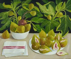Charlotte Thodey, Still Life with Figs, Oil on Canvas