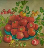 Charlotte Thodey, Still Life with Tomatoes, Oil on Canvas