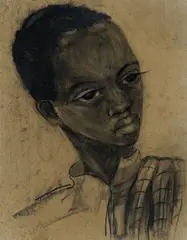 Young Student by Irma Stern, Charcoal with Fixative on Spiral Sketchpad Paper, offered May 2025