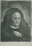 Van Rijn Rembrandt, The Artist's Mother With Her Hand On Her Chest, 1631, Etching (possibly 2nd state)