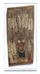 Charlie Jarabili, Djalambu, Hollow Log Ceremony, 1958, Natural Earth Pigments on Eucalyptus Bark