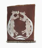 Jimmy Galereya, Two Kangaroos, Natural Earth Pigments on Eucalyptus Bark