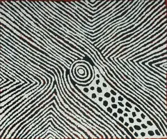 Tjiturrulpa Rockhole and Soakage Water Site by Eileen Napaljarri, 2015, Acrylic on Linen, sold May 2025