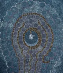 Snake and Milky Way Dreaming by Janet Forrester Ngala, 1993-94, Acrylic on Canvas, sold May 2025
