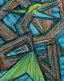 Jeffrey Samuels, Rainbow Serpent Before Entering the Waterhole, 1986, Crayon on Cotton Paper