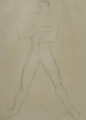 Michael Kmit, Man with Arms Crossed, Pencil