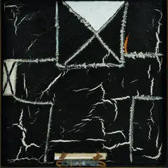 Malevich's Shield by Elwyn Lynn, 1984, Mixed Media on Canvas, sold Mar 2025