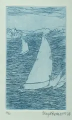 Yachts on the Harbour by Lloyd Rees, 1978, Etching with Aquatint 20/60, sold Mar 2025