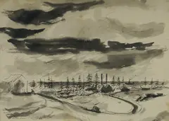 The House That Jack Built by Francis Lymburner, 1944, Ink & Wash, sold Mar 2025