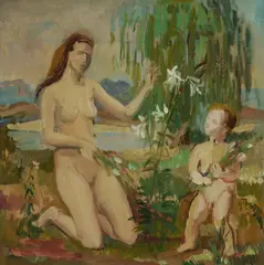 Douglas Robert Dundas, Spring (Study for the SS Westralia, Mural The Four Seasons), Oil on Card