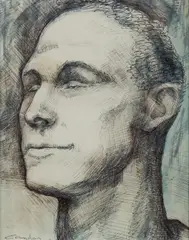 Noel Counihan, Head of a Man, Pen, Ink & Wash