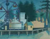 Harold Greenhill, The Amusement Pier, Manly, 1944, Oil on Canvas on Board