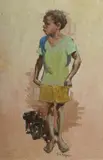 J. Noel Kilgour, Aboriginal Boy, Oil on Board