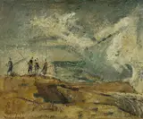 Charles Bush, Rock Fishermen, Oil on Canvas on Board