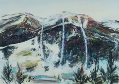Crackenback Sunset [NSW] by Elizabeth Duguid, Acrylic & Pastel on Paper, offered Mar 2025