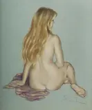 Victoria Fontaine-Wolf, Nude with Flowing Hair, Pastel