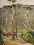 Adelaide Elizabeth Perry, At the Foot of the Mountains, 1927, Oil on Ply