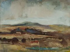 Lloyd Rees, Outskirts of Orange [NSW], c.1950, Oil on Canvas on Board