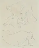 William Dobell, Sketches of the Artist's Cocker Spaniel, Pen & Ink