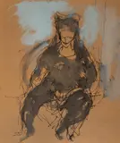 William Dobell, Seated Woman, Ink & Gouache