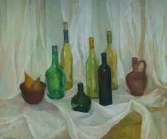 Bottles by Jean Appleton, 1997, Oil on Canvas, sold Mar 2025