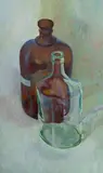 Jean Appleton, Two Bottles, Oil on Board