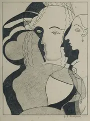 George Duncan, Composition with Heads, Pencil