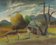 George Duncan, Old Milking Shed, Oil on Board
