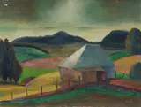 George Duncan, NSW Landscape with Farm Building, Oil on Board