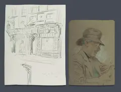 Ellis Silas, (2), Self-Portrait, 1946 (pastel) signed and inscribed 'London Sketch Club' lower left (26x18cm, sheet); and 'Wig & Pen Club,' 1964 (pencil) unsigned but inscribed lower right (32x22.5cm, sheet)