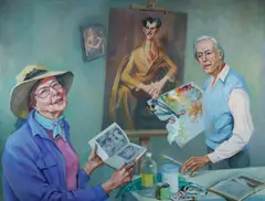 Yve Close, The Reversal - Joshua Smith and a Self Portrait, Oil on Canvas