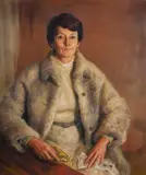 Joshua Smith, Portrait of Yve Close (Woollen Coat), 1980, Oil on Board