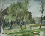Joshua Smith, Willows on a Grey Day, c.1960, Oil on Board