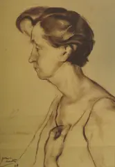 Joshua Smith, Profile Portrait - Florence Broadhurst, 1968, Conte