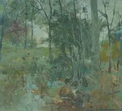 Lance Solomon, Summer Bank, Oil on Board