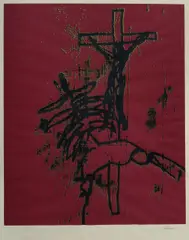Crucifix by Sidney Nolan, 1966, S/Print 25/70, sold Dec 2024